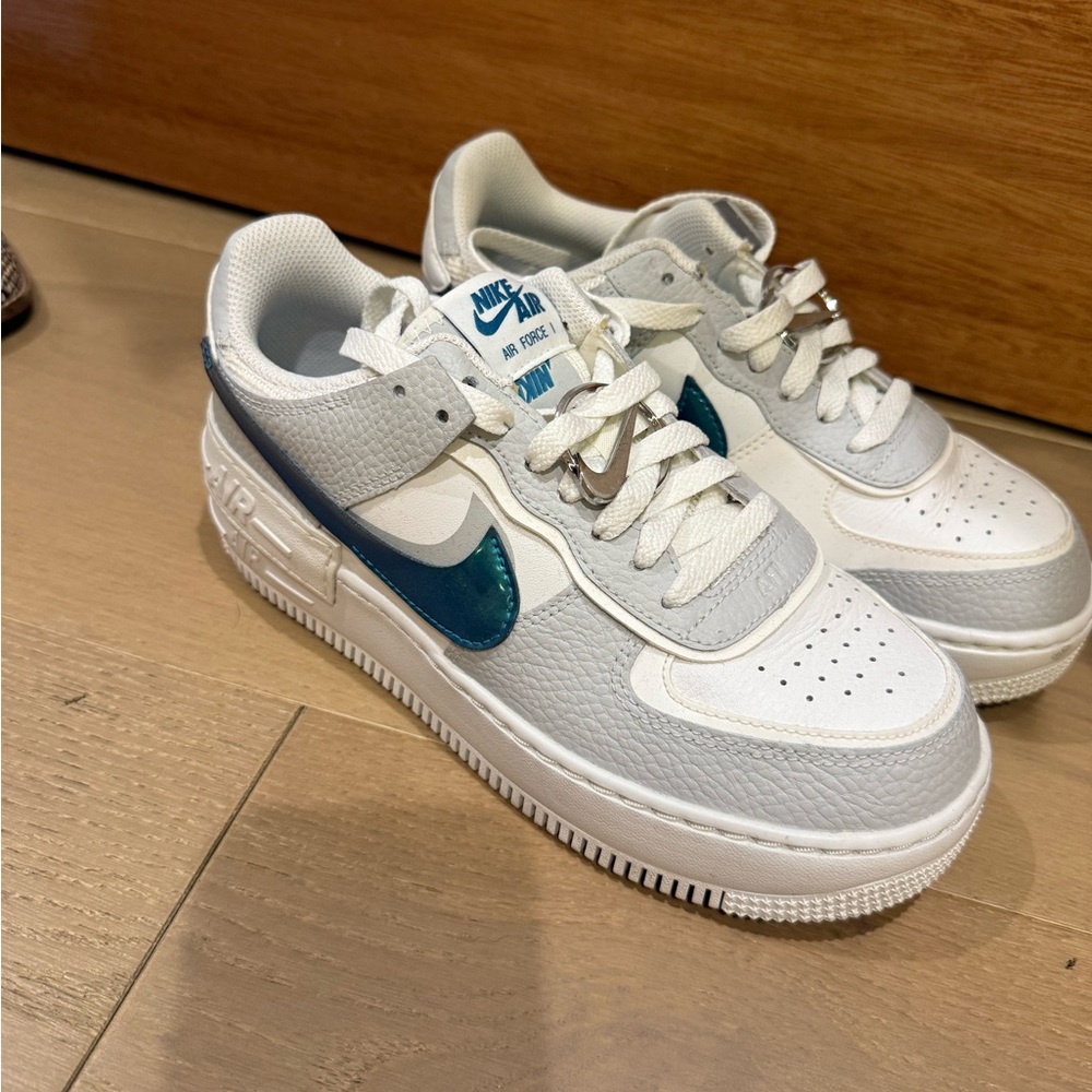 Nike White and Teal Sneakers